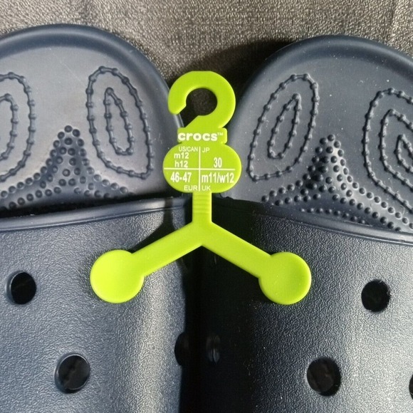 Crocs Classic Slides Sandals Mens Size 12 Blue Iconic Comfort + Jibbitz Charms - Picture 2 of 9